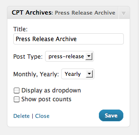 CPT Archive WordPress Widget